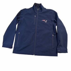 NFL Navy New England Patriots Polyester Performance Jacket Full Zip Large